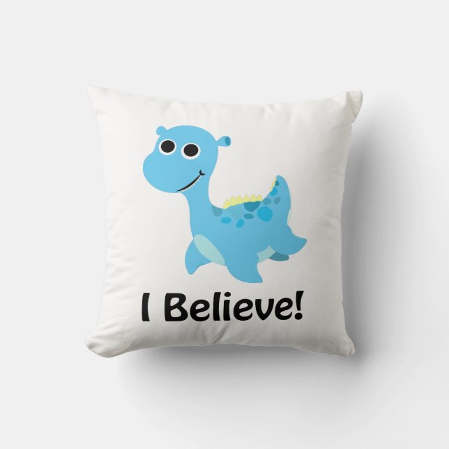 Coussin Je Crois ! Cute Blue Nessie (Recto)