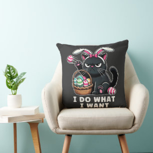 Coussin je fais ce que je veux Pâques Chat