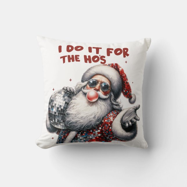 Coussin Je le fais pour les Ho's, Retro Père Noël (Recto)