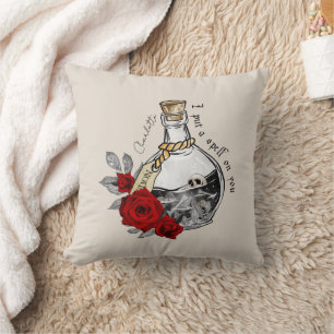 Coussin Je mets un sort sur vous - Potion d'amour avec des