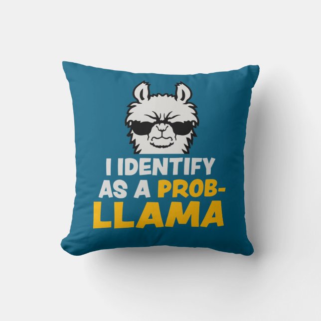 Coussin Je m'identifie comme une citation de lama Problème (Recto)