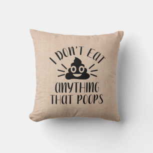 Coussin Je ne mange rien qui bouffe, Vegan