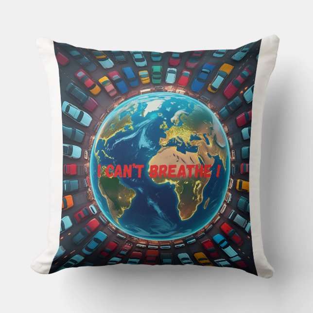 Coussin Je ne peux pas respirer - pollution De l'environne (Recto)