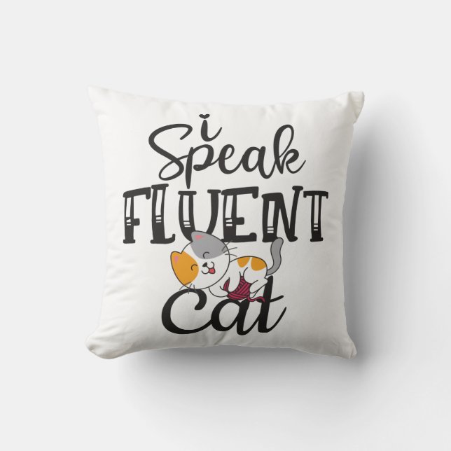 Coussin Je parle couramment chat drôle mignon chaton (Recto)