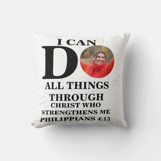 Coussin Je peux faire tout ce que Christian photo Bible ve (Recto)