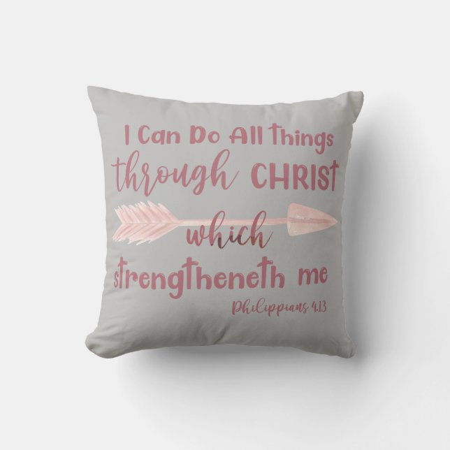 Coussin Je peux faire tout par le Christ KJV Bible Verse (Recto)