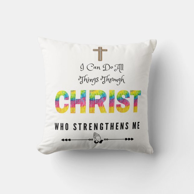 Coussin Je peux faire toutes les choses par le Christ Qui  (Recto)
