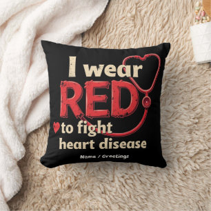 Coussin Je porte du rouge pour lutter contre les maladies