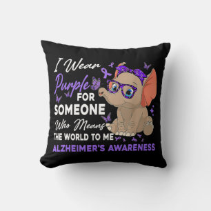 Coussin Je Porte Du Ruban Purple Elephant mignon Alzheimer