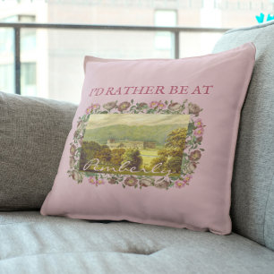 Coussin Je préférerais être à Pemberly Jane Austen Rose Vi