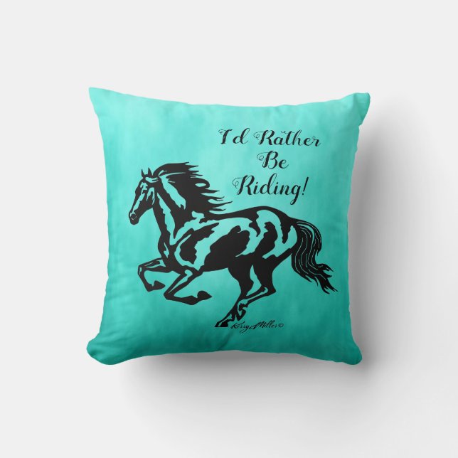 Coussin Je Préférerais Faire De L'Équitation, Cheval Jeter (Recto)