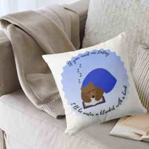 Coussin Je serai sous une couverture avec un livre