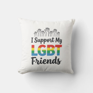 Coussin Je soutiens mes amis LGBT vecteur de fierté arc-en