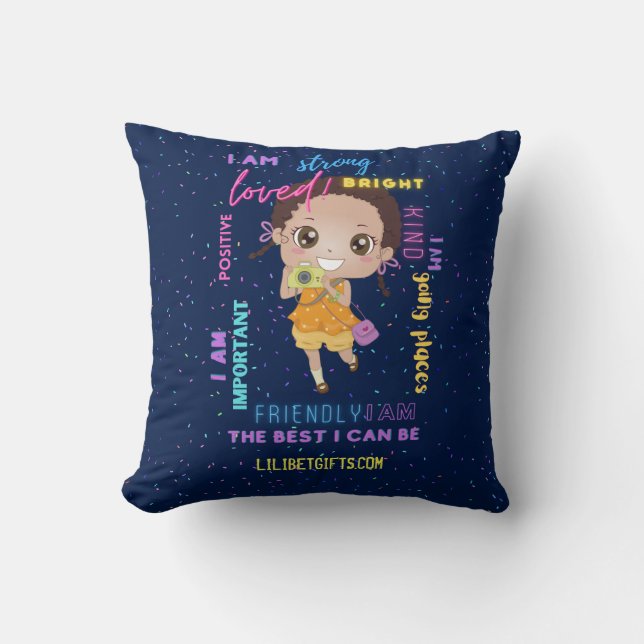 Coussin JE SUIS - Affirmations Positives pour une Fille No (Recto)