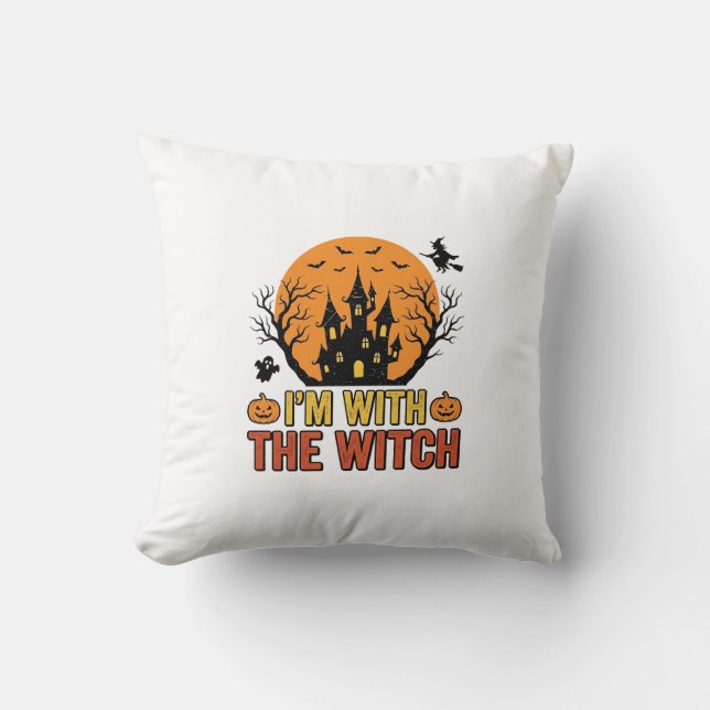 Coussin Je Suis Avec La Sorcière Design De Château Hallowe (Recto)