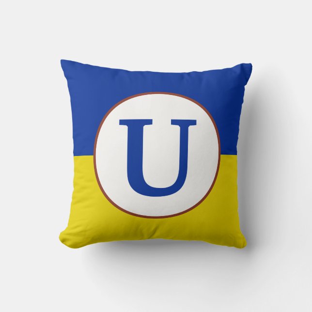 Coussin Je suis avec l'Ukraine drapeau bleu jaune monogram (Recto)