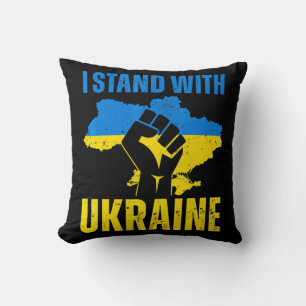 Coussin Je Suis Avec L'Ukraine Le Drapeau Ukrainien Monte