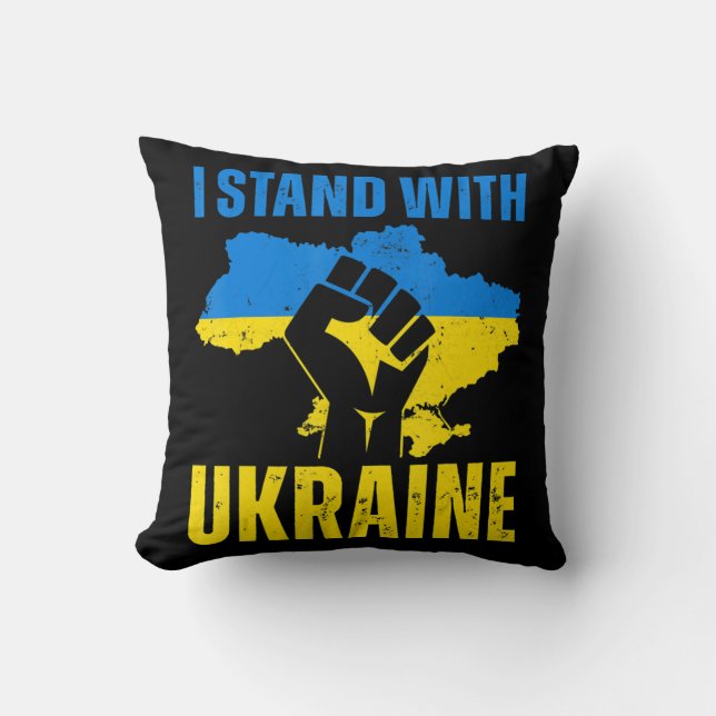 Coussin Je Suis Avec L'Ukraine Le Drapeau Ukrainien Monte  (Recto)