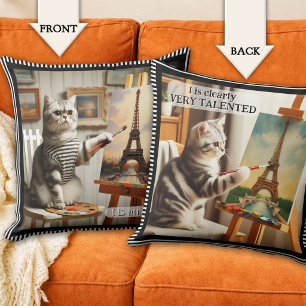 Coussin "Je suis clairement très talentueux" Drôle Chat d'