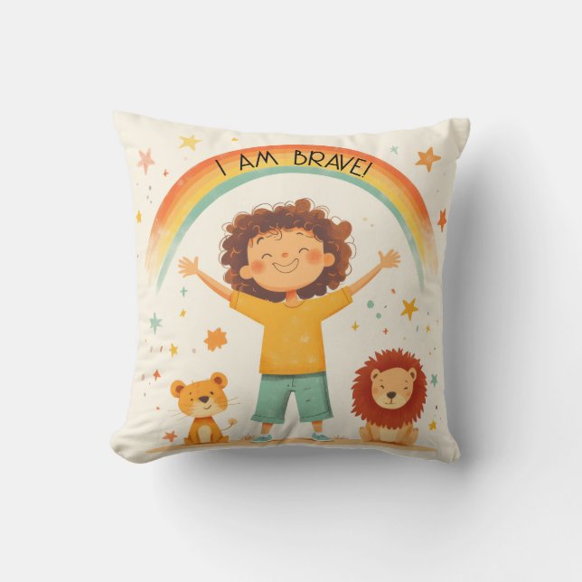 Coussin Je Suis Courageux - Affirmation Enfants (Recto)