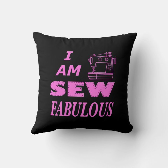 Coussin Je Suis Couture Fabuleuse En Noir Et Rose  (Verso)