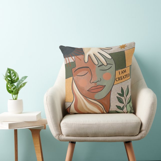 Coussin JE SUIS CRÉÉ - Inspiré du Moderne Bohème (Chaise)