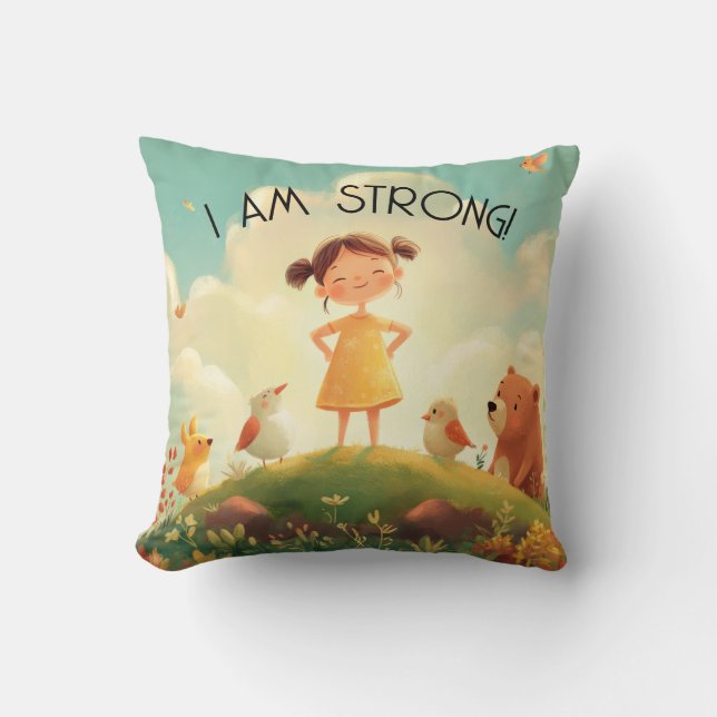 Coussin Je Suis Fort - Autonomisation des Filles (Recto)