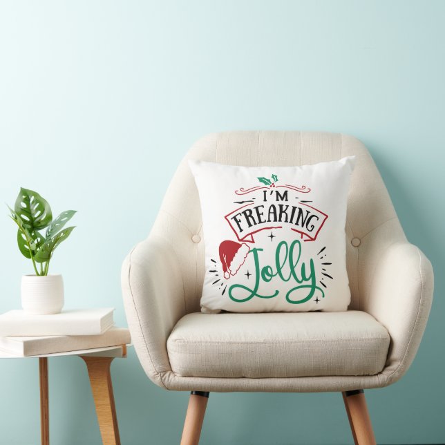 Coussin Je suis Freaking Jolly | Funny Festif Snark de Noë (Chaise)