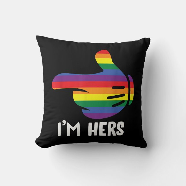 Coussin Je suis Hers Rainbow Lesbian Couple Funny LGBT Pri (Recto)
