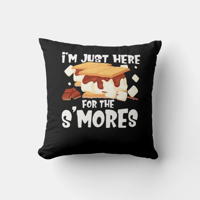 Coussin Je suis juste ici pour le camp de Smores Campfire  (Recto)