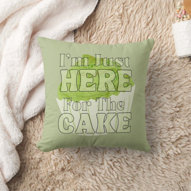 Coussin Je suis juste là pour le gâteau, le gâteau Matcha (Couverture)