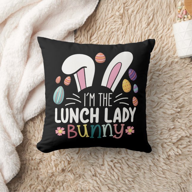 Coussin Je suis la dame du déjeuner Bunny Pâques Matching (Couverture)