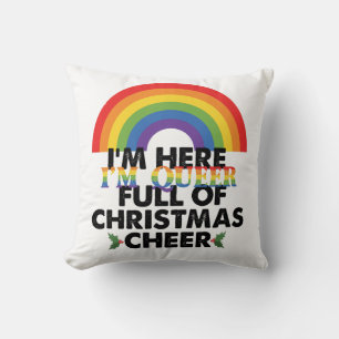 Coussin Je suis là, je suis queer et je suis plein de joie
