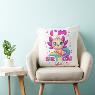 Coussin Je suis l'axolotl de la fille d'anniversaire
