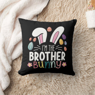 Coussin Je suis le frère Bunny Famille de Pâques jumelé
