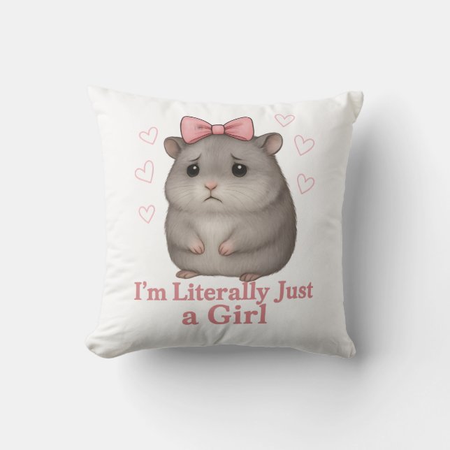 Coussin Je suis littéralement juste une fille triste hamst (Recto)