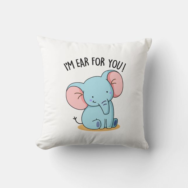Coussin Je suis l'oreille pour vous Éléphant drôle de jeu  (Recto)