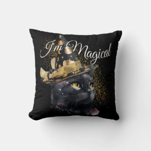 Coussin Je suis Magical Black Cat personnalisable Throw Pi