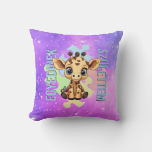 Coussin Je suis né unique - conception de girafe mignonne