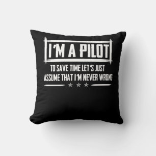Coussin Je suis pilote pour gagner du temps   L'aviation n