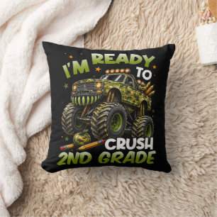 Coussin Je suis prêt à écraser le camion monstre de 2e ann