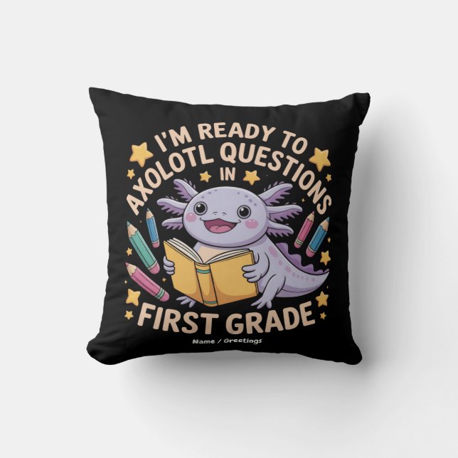 Coussin Je suis prêt à répondre aux questions Axolotl Prem (Recto)
