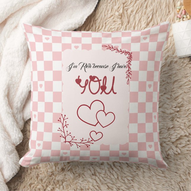 Coussin Je suis riche parce que j'ai toi Saint-Valentin (Couverture)