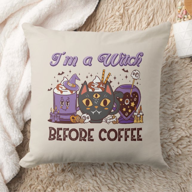 Coussin Je suis sorcière avant le café (Couverture)