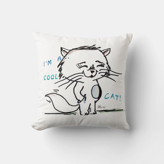 Coussin Je suis un dessin animé de chat cool (Recto)