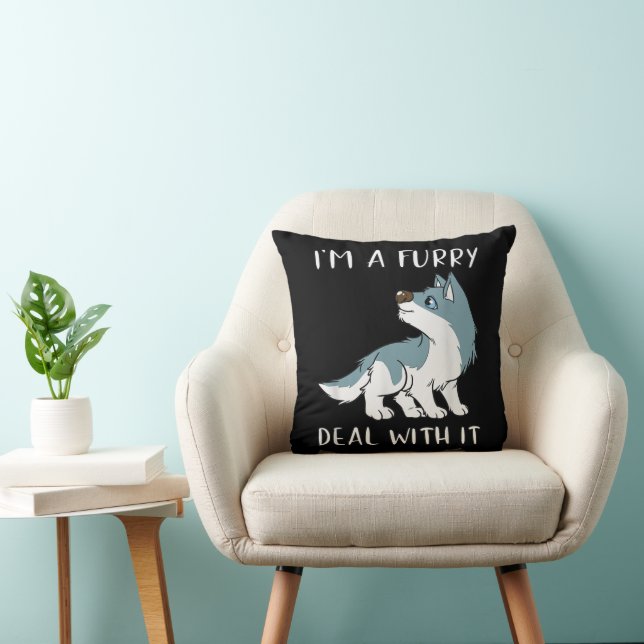 Coussin Je suis un furry, fais avec, c'est mignon fandom f (Chaise)