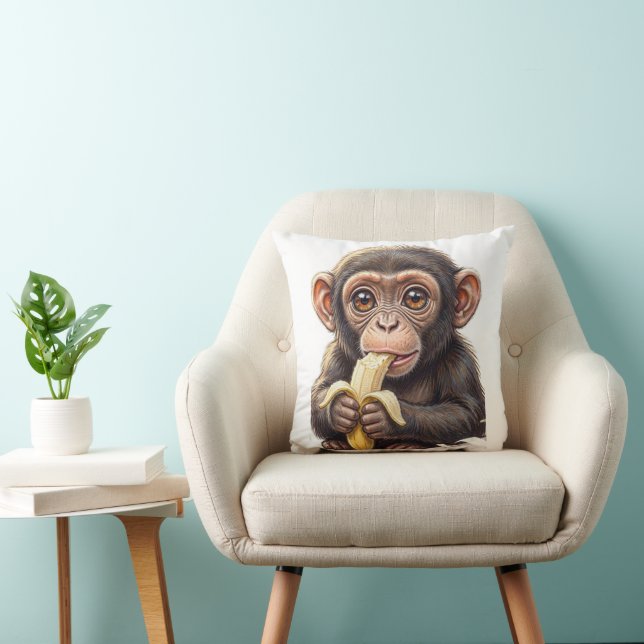 Coussin Je suis un petit chimpanzé espiègle ! (Chaise)