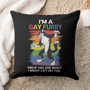 Coussin Je suis une Gay Furry Fox Rainbow Pride LGBTQ