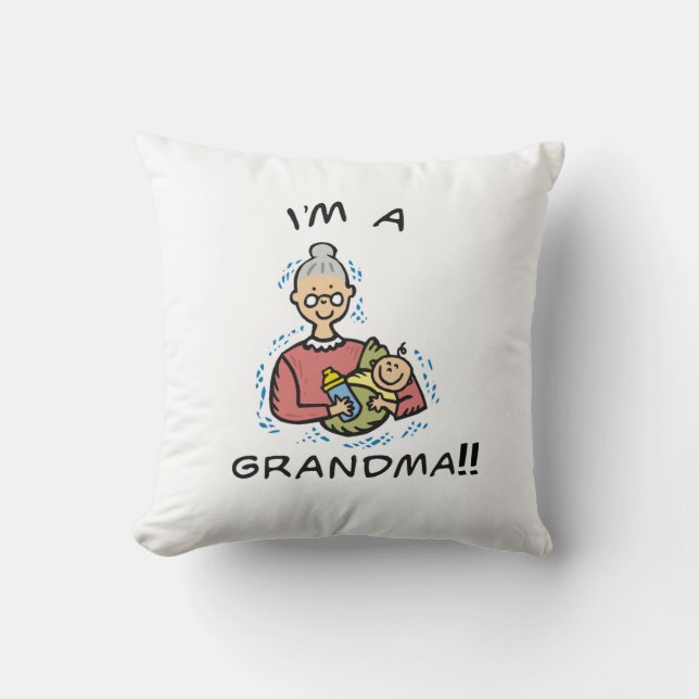 Coussin Je suis une grand-mère et des cadeaux pour bébés (Recto)