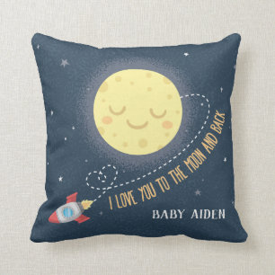 Coussin Je t'aime à la lune et à la crèche arrière de bébé